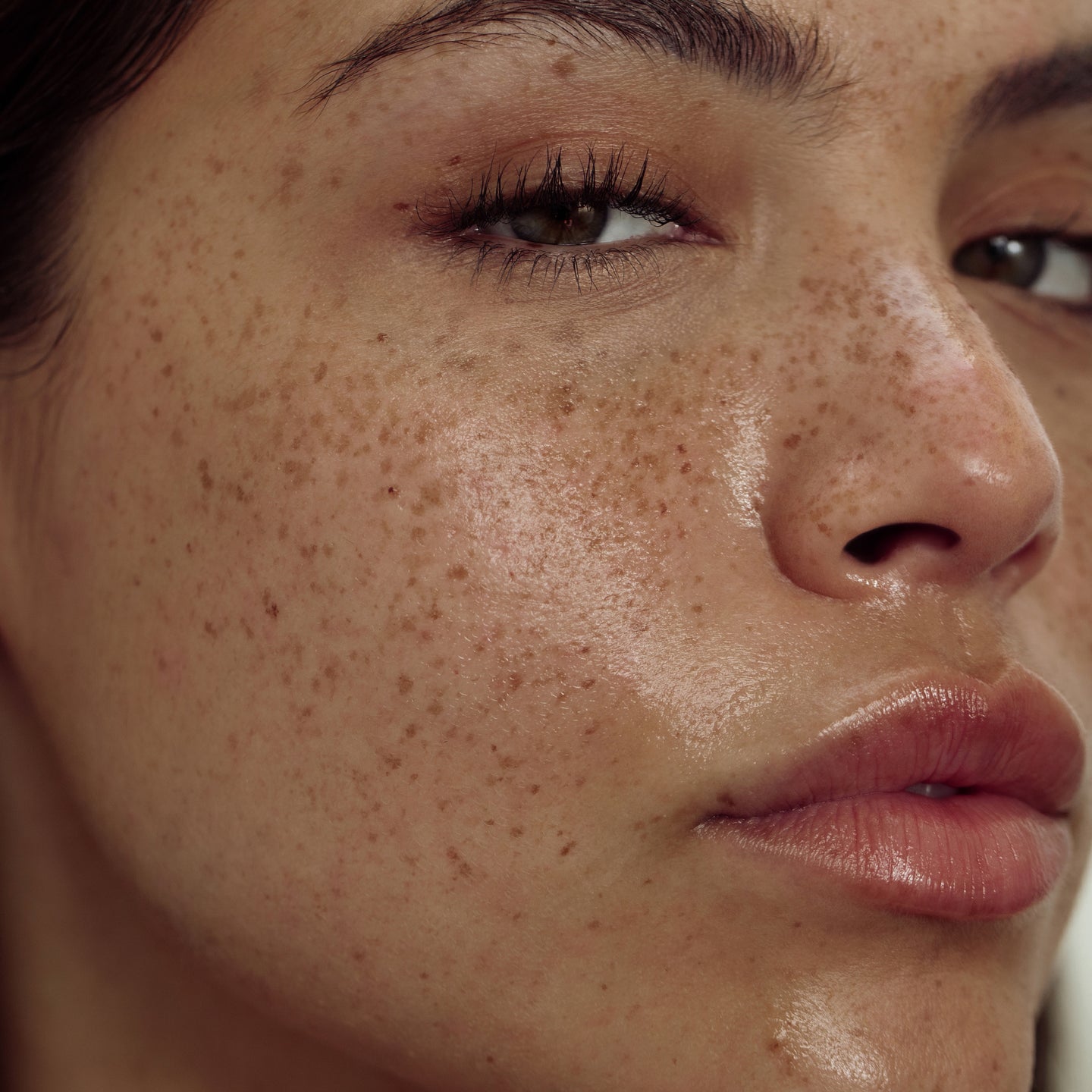 Image showing close up of models face focusing on her skin