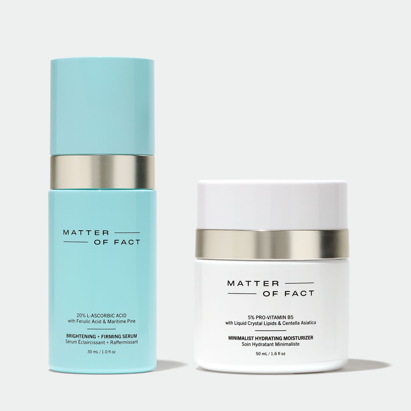MATTER OF FACT SKINCARE BRIGHTENING AND FIRMING SERUM AND MINIMALIST HYDRATING MOISTURIZER 